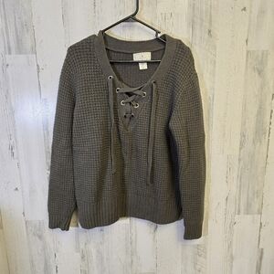Ruby moon knit Lace-Up Sweater women's size medium